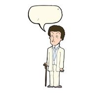cartoon unhappy gentleman with speech bubble N8