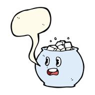 cartoon bowl of sugar with speech bubble N4