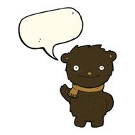 cartoon cute black bear with speech bubble N49