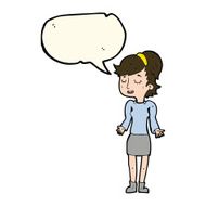 cartoon woman shrugging shoulders with speech bubble N351
