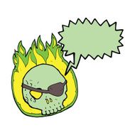 cartoon skull with eye patch speech bubble N8