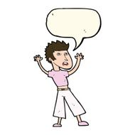 cartoon man panicking with speech bubble N42