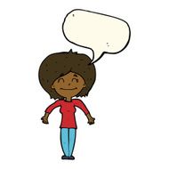 cartoon woman shrugging shoulders with speech bubble N352