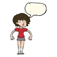 cartoon surprised woman with speech bubble N180