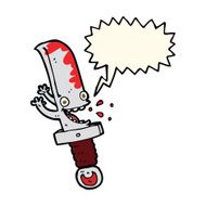 crazy knife cartoon character with speech bubble N8