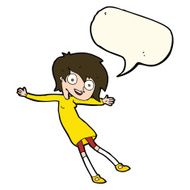 cartoon crazy excited girl with speech bubble N7