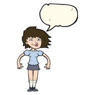 cartoon happy woman with speech bubble N189