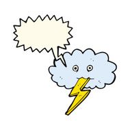cartoon lightning bolt and cloud with speech bubble N4