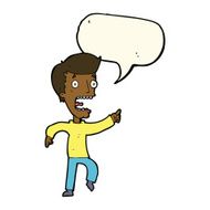 cartoon terrified man with speech bubble N148