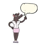 cartoon werewolf woman with idea speech bubble N4