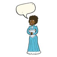cartoon shocked victorian woman with speech bubble N7