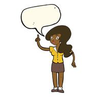 cartoon pretty woman with idea speech bubble N54