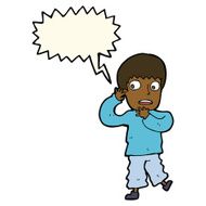 cartoon frightened boy with speech bubble N12
