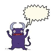 cartoon little devil with speech bubble N15