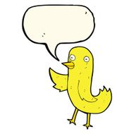 funny cartoon bird with speech bubble N95