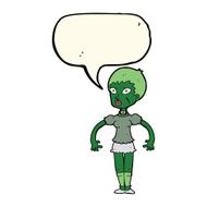 cartoon zombie monster woman with speech bubble N8
