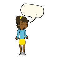 cartoon woman shrugging shoulders with speech bubble N355