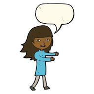 cartoon happy girl with speech bubble N64