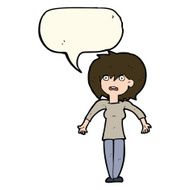 cartoon woman shrugging shoulders with speech bubble N356