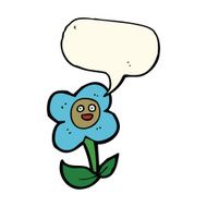 cartoon flower with face speech bubble N16