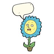 cartoon flower with face speech bubble N17