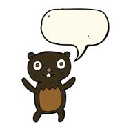 cartoon black bear cub with speech bubble N52