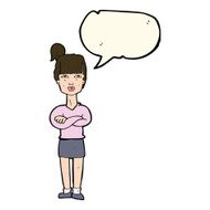 cartoon annoyed woman with speech bubble N133