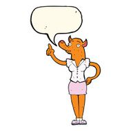cartoon fox woman with idea speech bubble N4