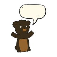 cartoon black bear cub with speech bubble N55