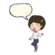 cartoon surprised woman with speech bubble N182