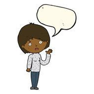 cartoon worried woman with speech bubble N60