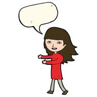 cartoon happy girl with speech bubble N65