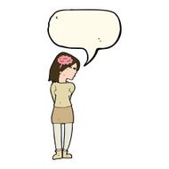 cartoon brainy woman with speech bubble N7