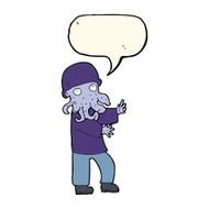 cartoon monster man with speech bubble N8