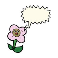 cartoon flower with face speech bubble N18