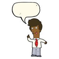 cartoon office man with crazy idea speech bubble N7