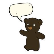 cartoon black bear cub with speech bubble N58