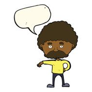 cartoon man with mustache making camp gesture speech bubble N8