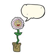 cartoon flower with face speech bubble N19