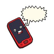 cartoon mobile phone with speech bubble N4