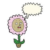 cartoon flower with face speech bubble N20