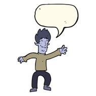 cartoon happy vampire man with speech bubble N23