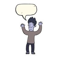 cartoon happy vampire man with speech bubble N24