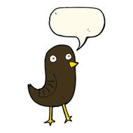 funny cartoon bird with speech bubble N96