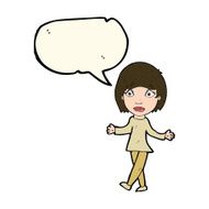 cartoon surprised woman with speech bubble N183