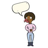 cartoon woman with snake tongue speech bubble N12