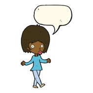 cartoon confused woman with speech bubble N63