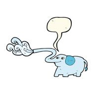 cartoon elephant squirting water with speech bubble N15