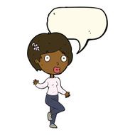 cartoon surprised woman with speech bubble N184