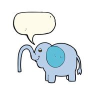 cartoon elephant squirting water with speech bubble N16